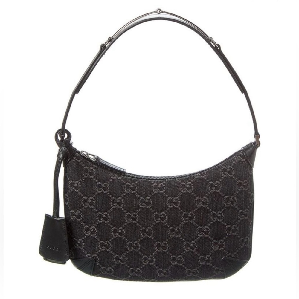 GUCCI: SMALL HORSEBIT SHOULDER BAG IN BLACK DENIM